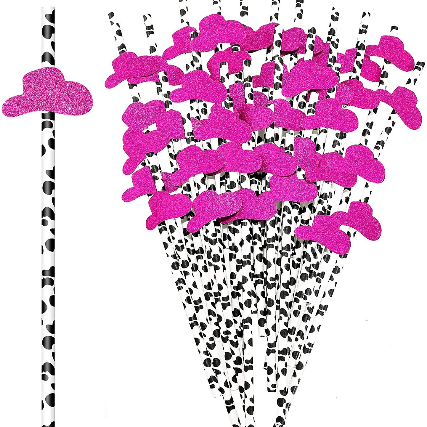 Fiesta transfronteriza decoración creativa paja vaca Rosa Bowler papel paja desechable decoración de bebidas degradables