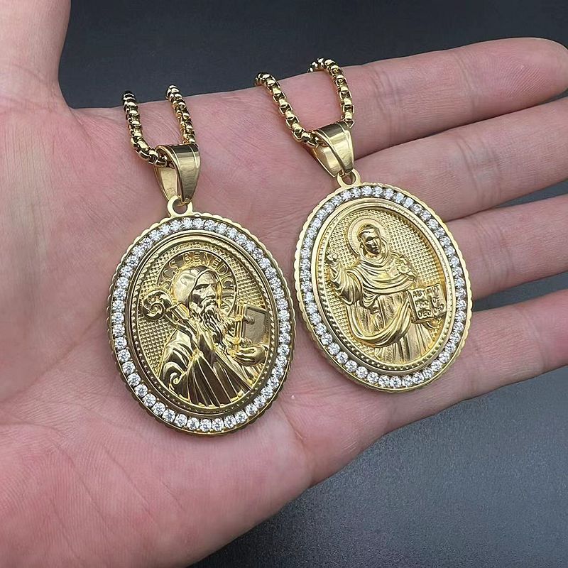 1 Piece Hip-Hop Portrait Stainless Steel Polishing Inlay Zircon Pendant Necklace_colorza_5