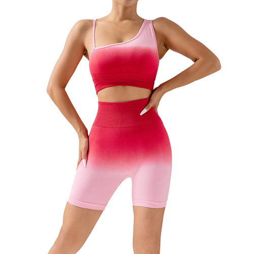 Eurasian Cross-Border Gradient Seamless Yoga Shorts Breathable Tight Fitness Three-Way Shorts Running and Yoga Pants for Women