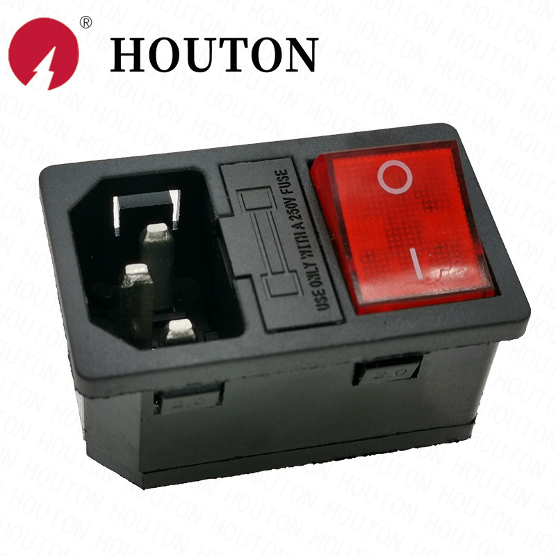 AC插座AC-14-F16卡位式品字三合一带开关带保险丝AC-304