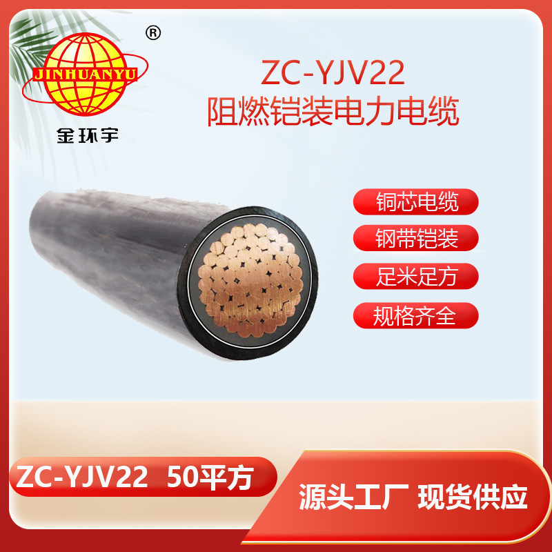 金环宇 ZC-YJV22 1X50平方单芯 低压铠装电力电缆 阻燃YJV22