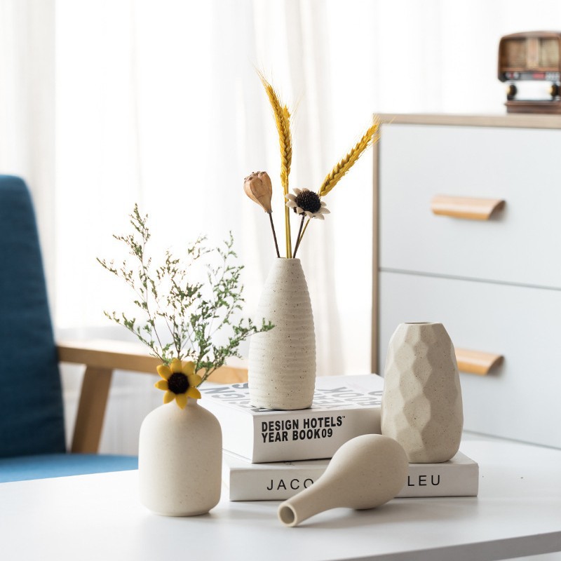 Simple retro frosted stoneware round rusty home black dot nordic retro pastoral style crafts ceramic vase