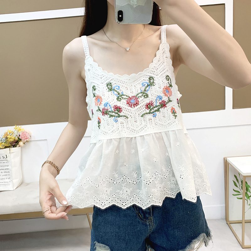 Brand summer retro knitted short tank top