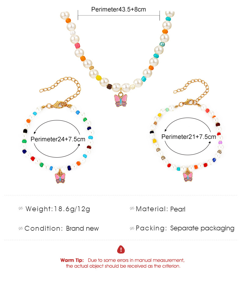 New Oil Dripping Butterfly Necklace European And American Bohemian Color Imitation Pearl Necklace Bracelet Anklet Set display picture 1