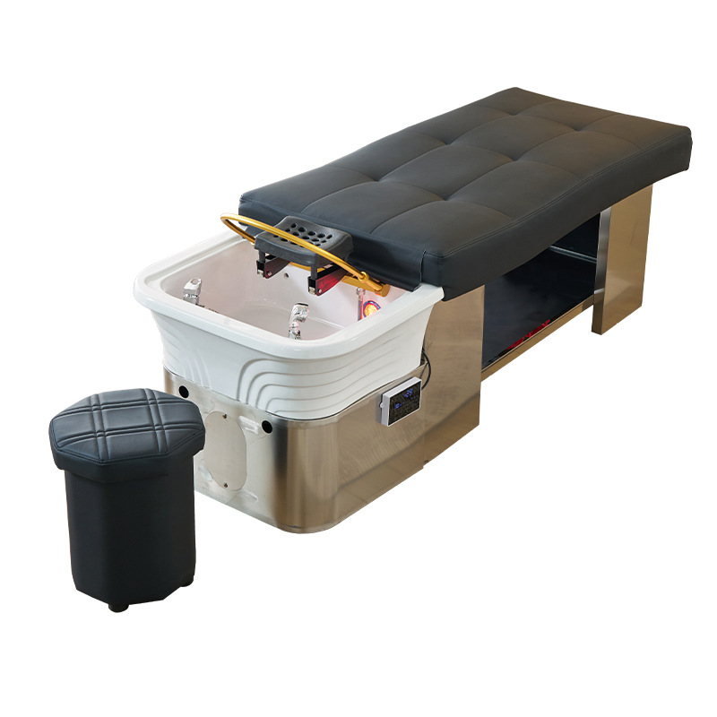 Cama de acero inoxidable para lavado de cabello, sala de peluquería, cama de tratamiento de cabello, fumigación de agua de circulación, cama de cuidado de cabello, masaje, cama de lavado de agua