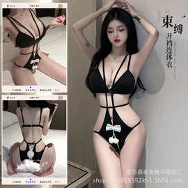 性感情趣内衣诱惑小胸显大开档免脱紧身激情连体衣套装2671