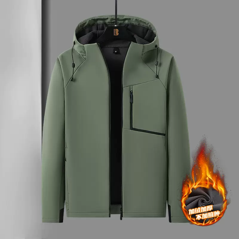 软壳冲锋衣男款秋冬季加绒加厚保暖外套宽松情侣外套立领夹克T8超