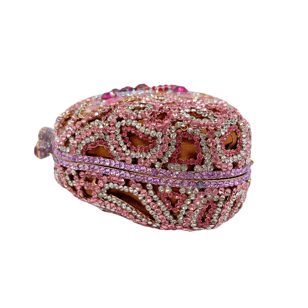 Túi clutch nữ cầm tay đính pha lê hình bướm thủ công dự tiệc — Màu hồng vàng kim, Màu tím hồng, Màu hồng, Màu bạc