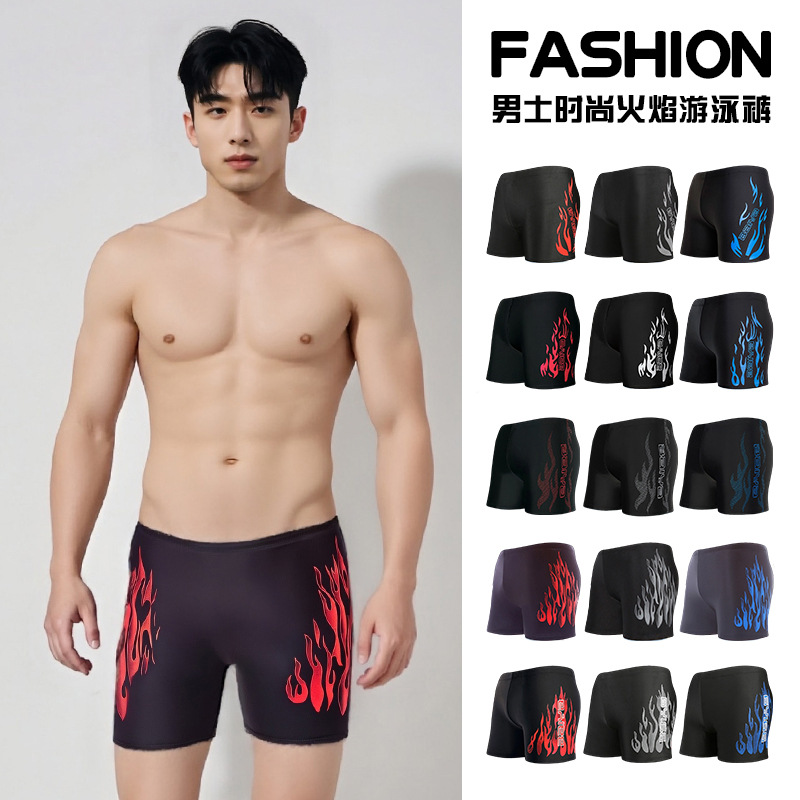 Baiya moda natación troncos de los hombres de la llama más el tamaño suelto y cómodo boxeador bañador anti-vergüenza fábrica de Ventas Directas