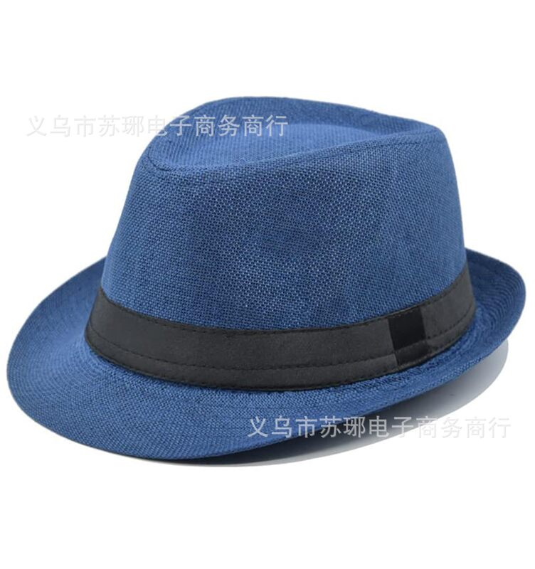 爵士帽英伦风亚麻纯色礼帽中男士女士卷边情侣款遮阳帽|undefined