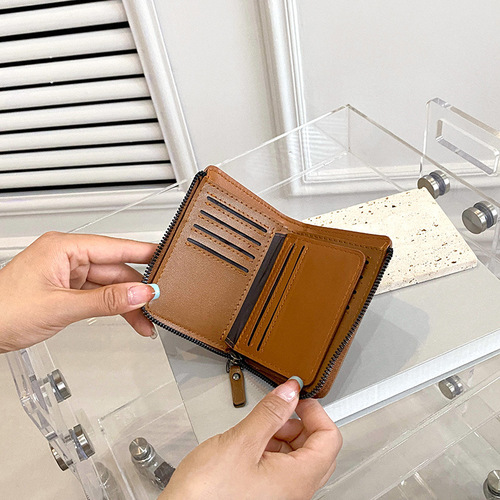  New Wallet Short Wallet Retro Zipper Coin Purse Fashion Card Holder ID Cover Multi-Card Slot Clutch