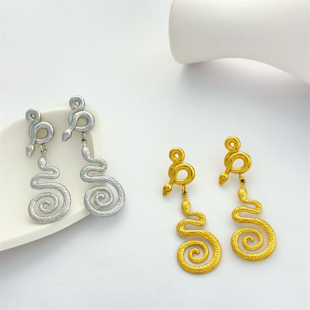 1 Pair Snake Classic Style 304 Stainless Steel Drop Earrings display picture 1