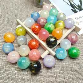 16mm鎏金树脂珠星空猫眼圆珠散珠diy手工手链项链串珠材料新中式