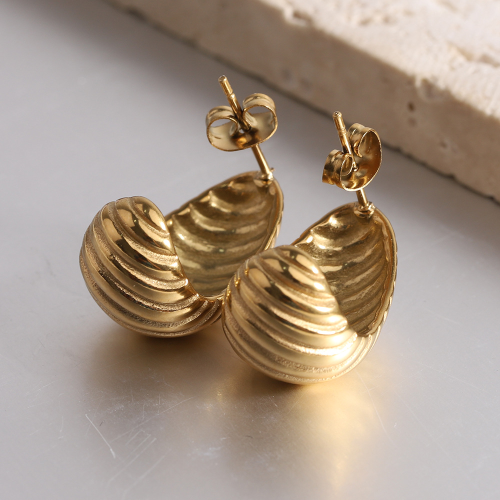 Women's Gender 1 Pair Simple Style Stripe Water Droplets Plating Stainless Steel 18k Gold Plated Ear Studs