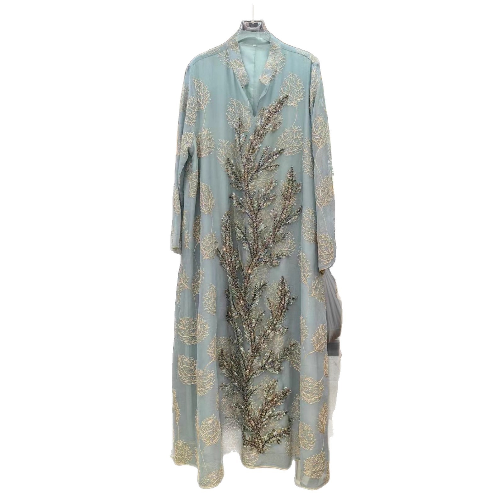 Middle Eastern Foreign Trade Heavy-duty Embroidered Robe For Women, 2025 New Design, Loose Fit, Plus Size, Long-sleeved_ecoleips.com