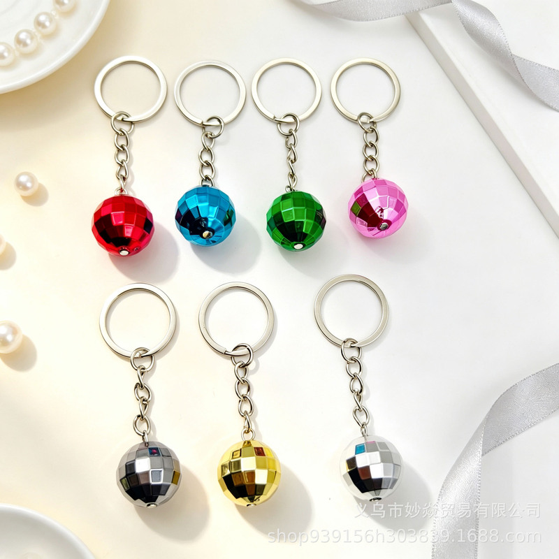 Cross-border color DISCO disco ball key chain toy laser ball pendant CCB mirror ball car pendant