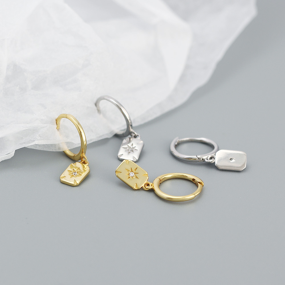 Shopping Occasion Fashion Geometric Sterling Silver Plating Zircon Earrings 1 Pair