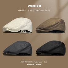 香港代购大头围法式贝雷帽子女秋冬反戴前进帽显脸小画家报童帽男