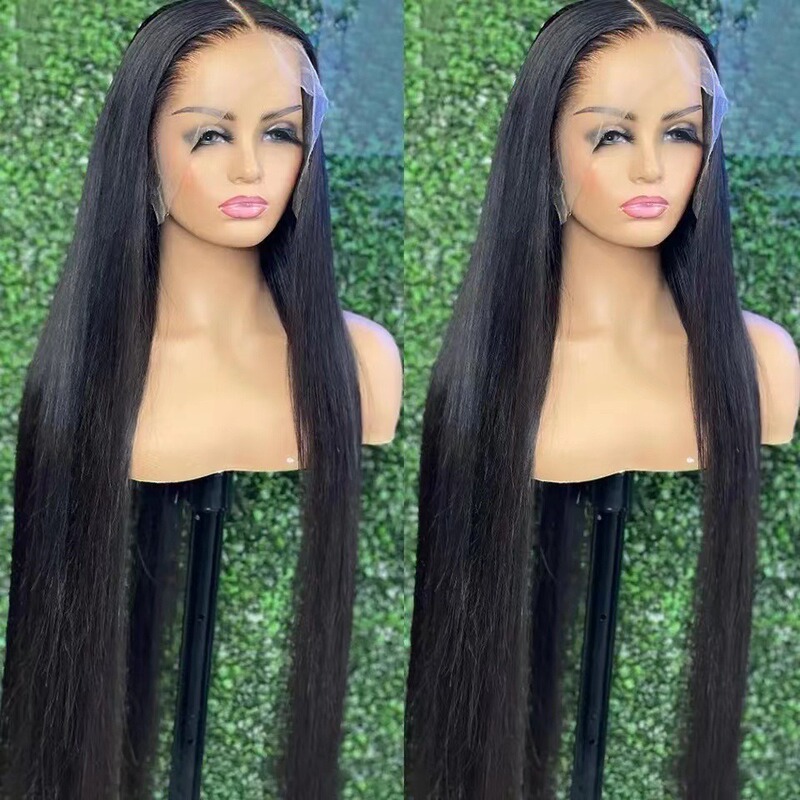European and American Style Front Lace Wig 13X4 Dark Burgundy Long Straight Hair Free Part Natural Hairline Wig Wholesale