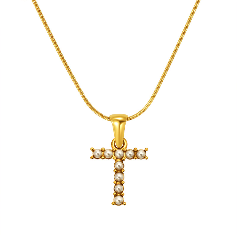 Collier avec lettres anglaises populaires européennes et américaines, chaîne légère en os de serpent micro-incrustée de luxe, pendentif avec lettres, chaîne de clavicule, explosions_voghion.com