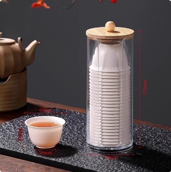 高級使い捨てティーカップ籾殻材質蓋碗小杯屋外旅行一人茶具トランペット品茗杯|undefined