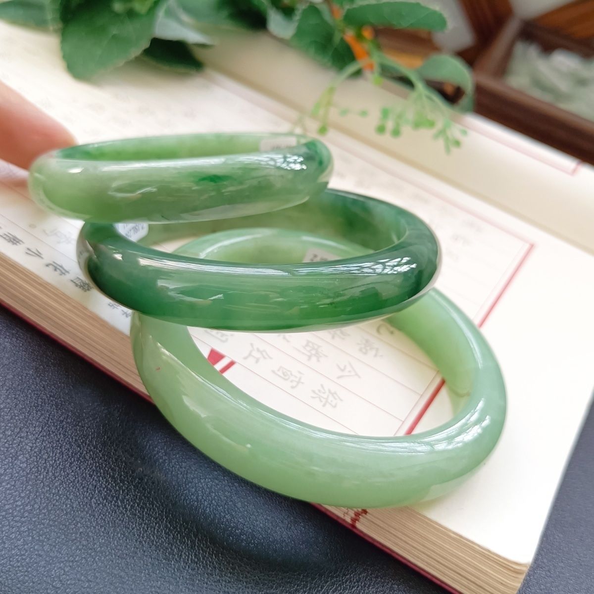 【一物一图】纯天然缅甸翡翠玉石手镯细糯糯冰种水油青满绿玉石手