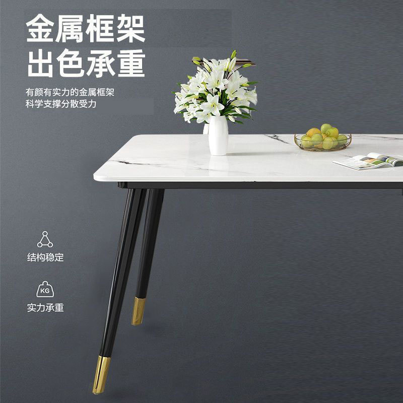 Los fabricantes de mesas de comedor de pizarra de roca modernas y simples suministran mesas de comedor rectangulares de apartamentos pequeños para el hogar, mesas de comedor de pizarra de roca al por mayor