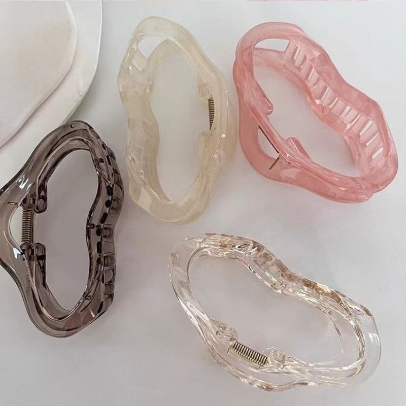 手打芭乐抓夹简约百搭果冻色云朵抓夹后脑勺盘发鲨鱼夹大号抓夹发