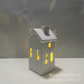 2026新款圣诞树小屋陶瓷别墅创意发光雪房子圣诞场景布置氛围摆件