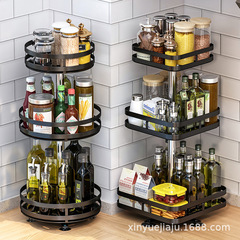 Rotatable Counter Top Kitchen Spice Bottle Shelf Storage Rack for Spices Oils Salt and Vinegar Bottles Corner Multi Layer Kitchen Organizer
