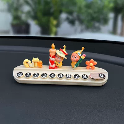 Cute Star Man Car Temporary Parking Number Plate, Car Moving Card, Phone Number Sign, 2025 New Model, Internet Celebrity Girl Ornament (Nömrəli dayanma kartı) - make-a-wish-write-a-giftbeige-includes-aromatherapy-5-sets-of-numbers