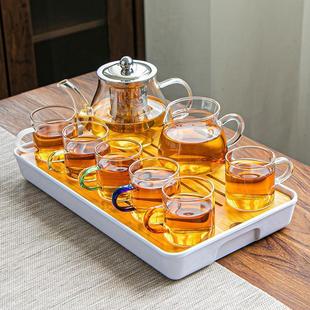 Heat-Resistant Glass Kung Fu Tea Set Household Tea Infuser Transparent Tea Cup with Handle Black Tea Flower Teapot Office Teapot