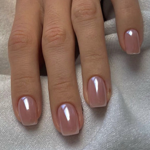Cross-Border Handmade Wearable Nails Short Manicure Pieces Electroplated Fake Nails Removable Nails Finished Products Wholesale Nails
