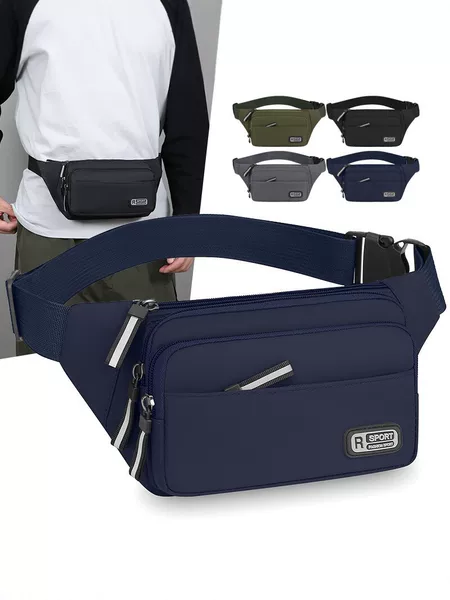 Men's Multifunctional Waist Bag, Fashionable and Simple, Waterproof, Sports and Leisure Crossbody Bag, Multi-Layer Mobile Phone Bag, Outdoor Cycling Bag