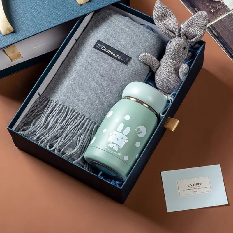 Gray scarf + 304 thermos cup + rabbit