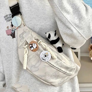 Hong Kong Style Lightweight Waterproof Cute Niche Japanese Style Ins Waist Bag Fresh Chest Bag Simple and Versatile Student Girl Shoulder Bag