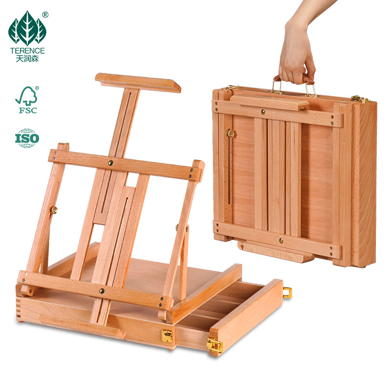 Desktop Beech watercolor sketch sketch storage solid wood folding portable easel portable desktop painting easel