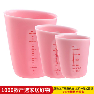 Baking Silicone Measuring Cup 250ml 500ml Silicone Cup Double Scale Measuring Cup Macaron Soft Milk Cup Liquid Surface