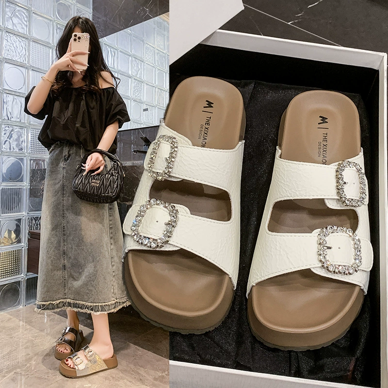 Сандалии Birkenstock для женской летней верхней одежды 2025 года, новый стиль с юбкой, элитные, супер популярные, во французском стиле, красивые шлепанцы на толстой подошве.
