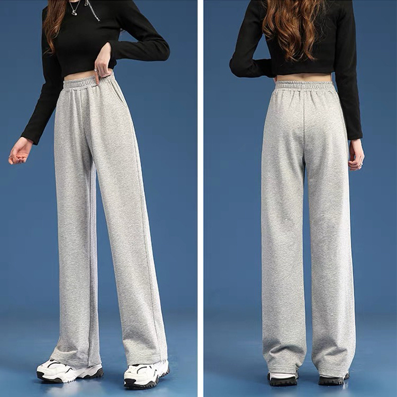綿 100% スウェットパンツ女性の新しい秋のスポーツファッション韓国スタイルのトレンディなルーズスリムカジュアルストレートスポーツパンツ|undefined