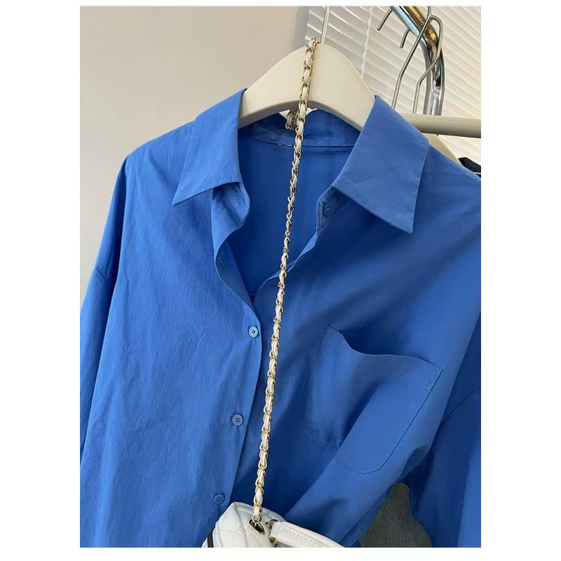 2025 новый дизайн чувство Кляйн синяя рубашка чувство дизайна нишевые французские рубашки