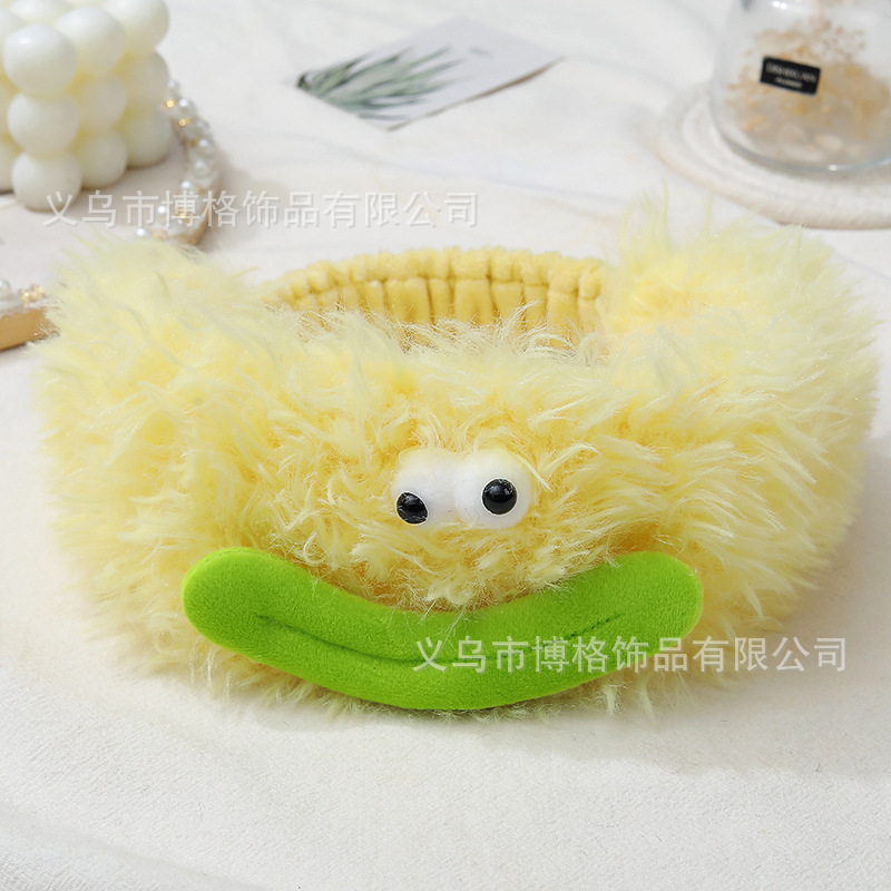 Divertido boca de salchicha banda de pelo largo chica Linda Otoño e Invierno felpa lavado de cara maquillaje fiesta banda de pelo