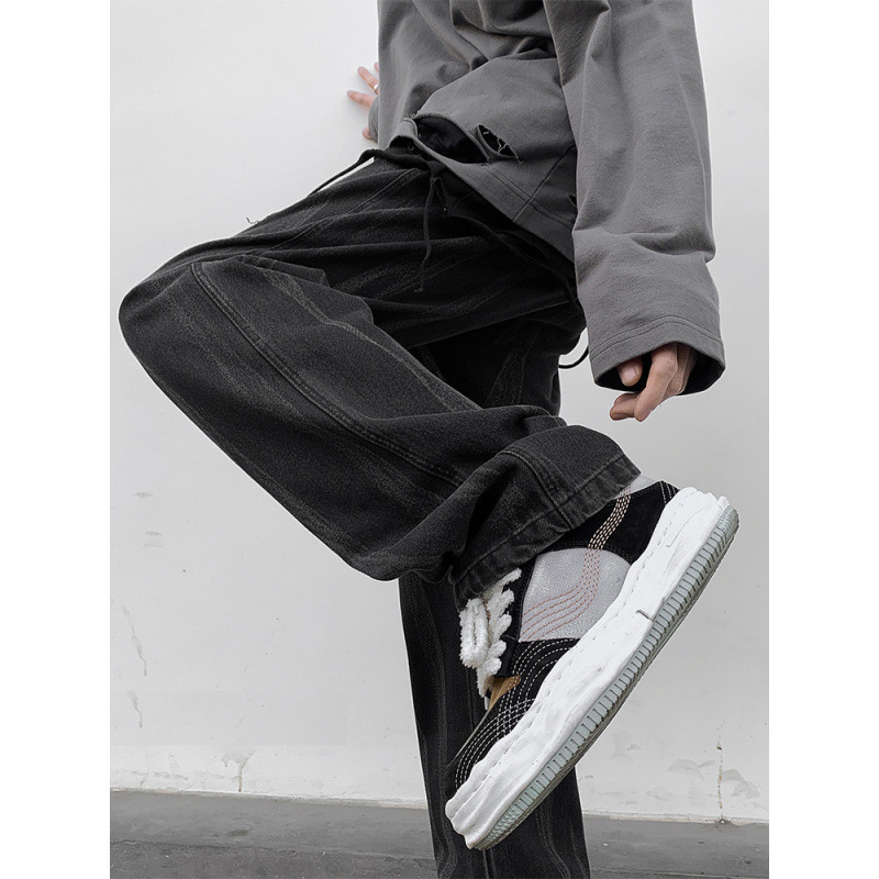 Jeans negros para hombres primavera y otoño nuevos pantalones rectos jóvenes casuales sueltos pantalones de estilo americano marca de moda pantalones de trabajo