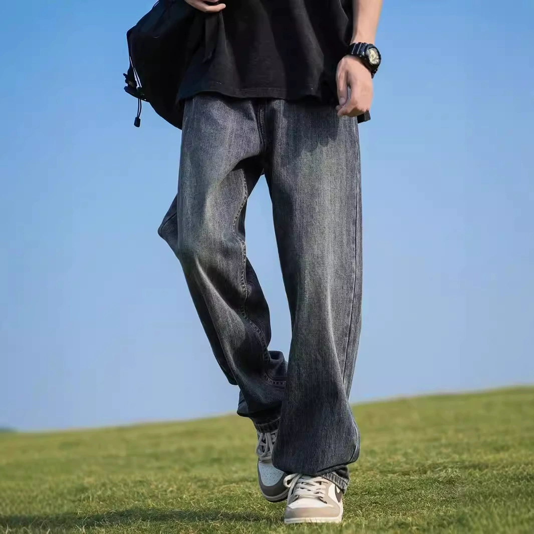 Hong Kong Style Men Summer New 2024 персонализированные модные джинсы хип-хоп ins Chao Tao Street Тенденция красивые брюки