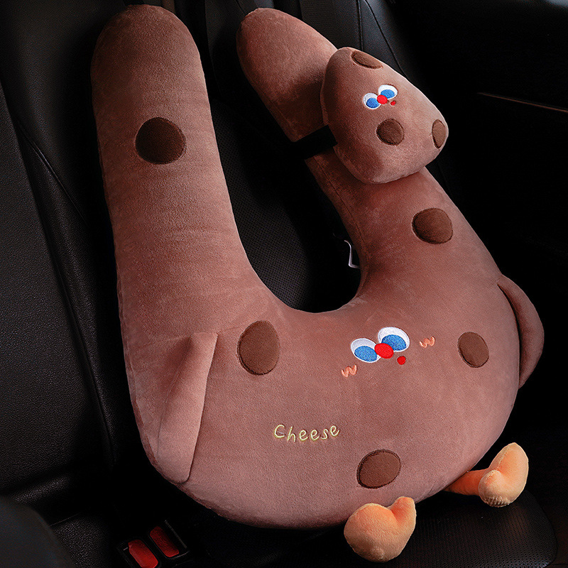 Cojín de cabeza de peluche de dibujos animados lindo cojín de automóvil almohada para niños almohada para dormir almohada para dormir niñas
