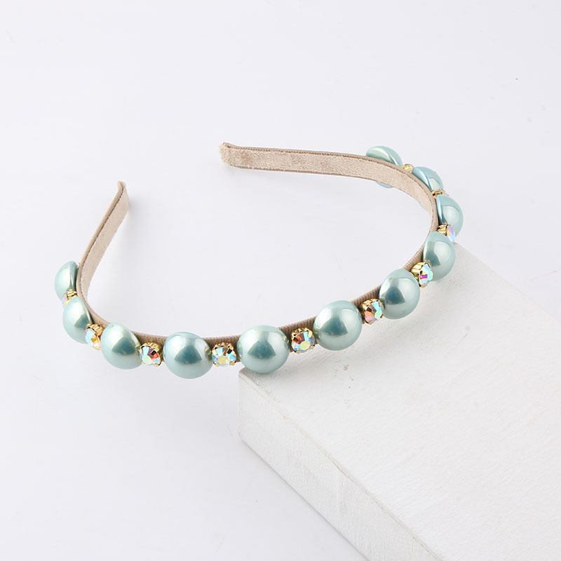 Fashion Solid Color Cloth Inlay Artificial Gemstones Pearl Hair Band 1 Piece display picture 4