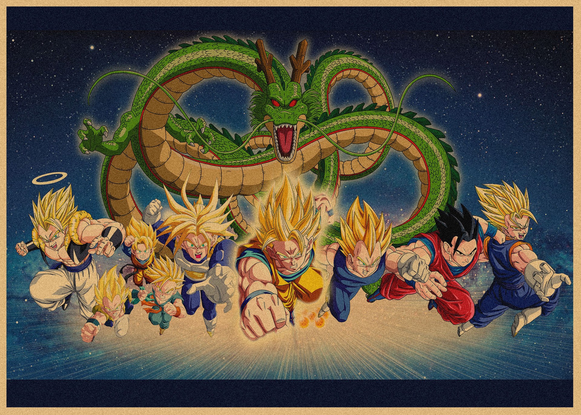 日本式アニメ七龍珠アラレ復古クラフト紙ポスター鳥山明装飾画孫悟空壁画316