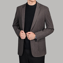 西服男秋冬商务休闲单西外套潮流时尚舒适格纹单排扣男士西装批发