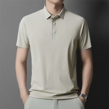 跨境外贸夏季高端商务男士polo衫短袖纯色时尚简约翻领男款polo衫