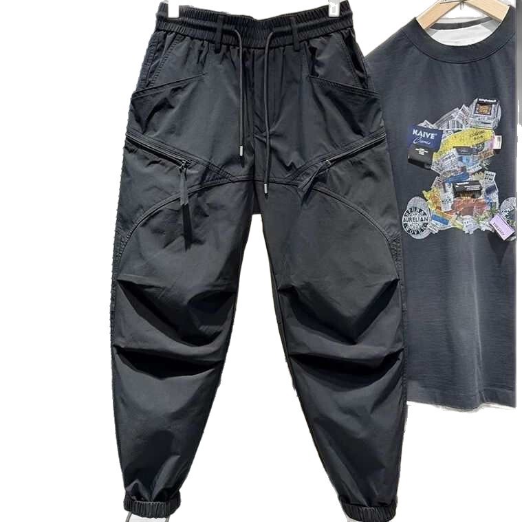 秋季款潮流时尚休闲裤男百搭高品质韩版束脚裤轻奢小众设计感长裤|undefined